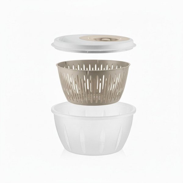 hausleben Salatschleuder Salatspinner mit Deckel, Abtropfsieb & Schüssel– Gemüse & Kräutern, (3-in-1 Set, Salatschüssel Set zum Waschen und Trocknen von Salat),