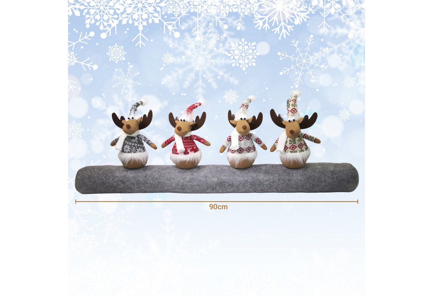 hausleben Zugluftstopper für Türen mit 5 Wichteln oder mit 4 Elchen– 90 cm lang, 25 cm hohe Wichtel, Filz, Türdichtung,Weihnachtsdesign – Bild 4 von 4