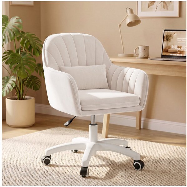 HawthyHome Bürostuhl Ergonomischer Homeoffice-Stuhl, 360° Drehbar & Höhenverstellbar (1 St), Samtbezug mit Kopfkissen, ideal für Arbeitszimmer & Schlafzimmer