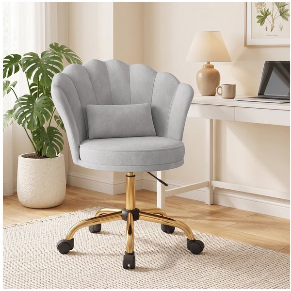 HawthyHome Bürostuhl Schreibtischstuhl mit Blütenrückenlehne, drehbar und höhenverstellbar (1 St), Samtbezug mit Kopfkissen, ergonomischer Stuhl