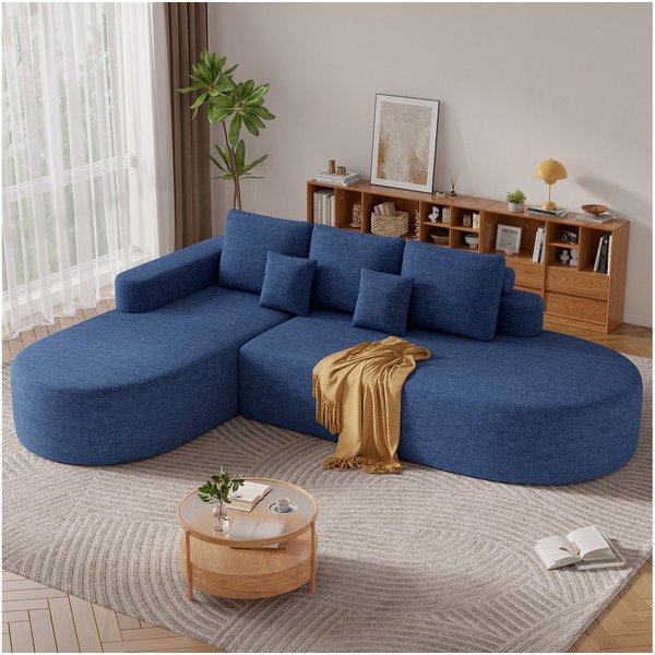 HawthyHome Ecksofa mit Kissen, 284 x 180 cm, modulares, gebogenes, Beige, 1 Teile, Modulares Design, Cordsamt, 30D-Schaumstoff, Ohne Montage