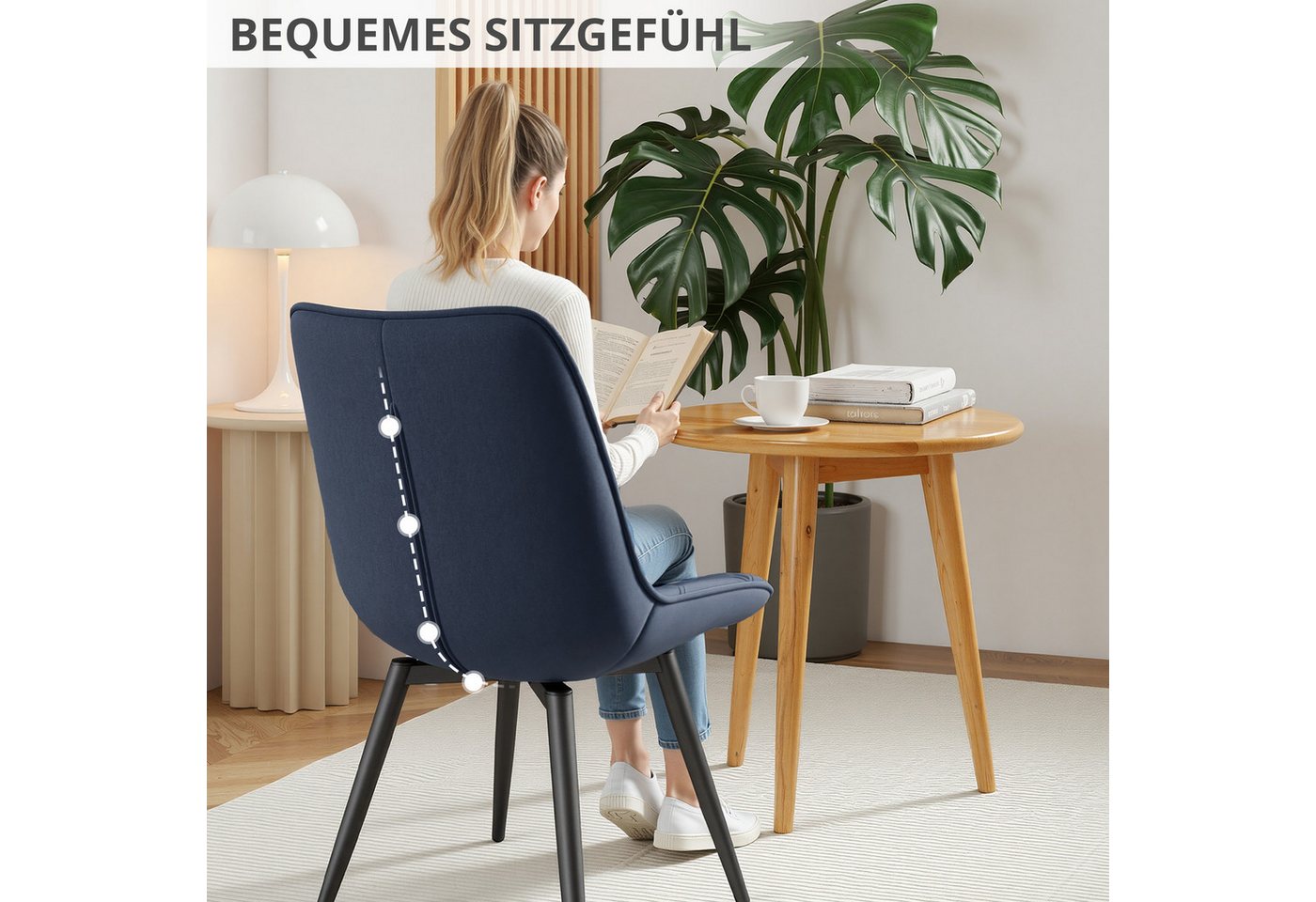 HawthyHome Esszimmerstuhl 2er-Set 360° Drehbar – Moderner Polsterstuhl für Wohnzimmer, Küche (2 St), 360° Drehbar – Bild 5 von 5