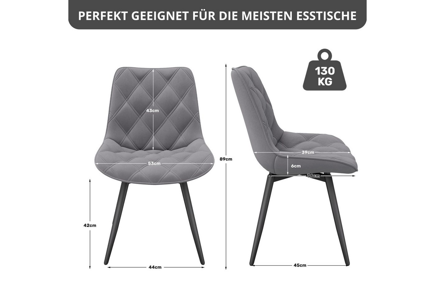 HawthyHome Esszimmerstuhl 2er-Set 360° Drehbar – Moderner Polsterstuhl für Wohnzimmer, Küche (2 St), 360° Drehbar – Bild 2 von 5