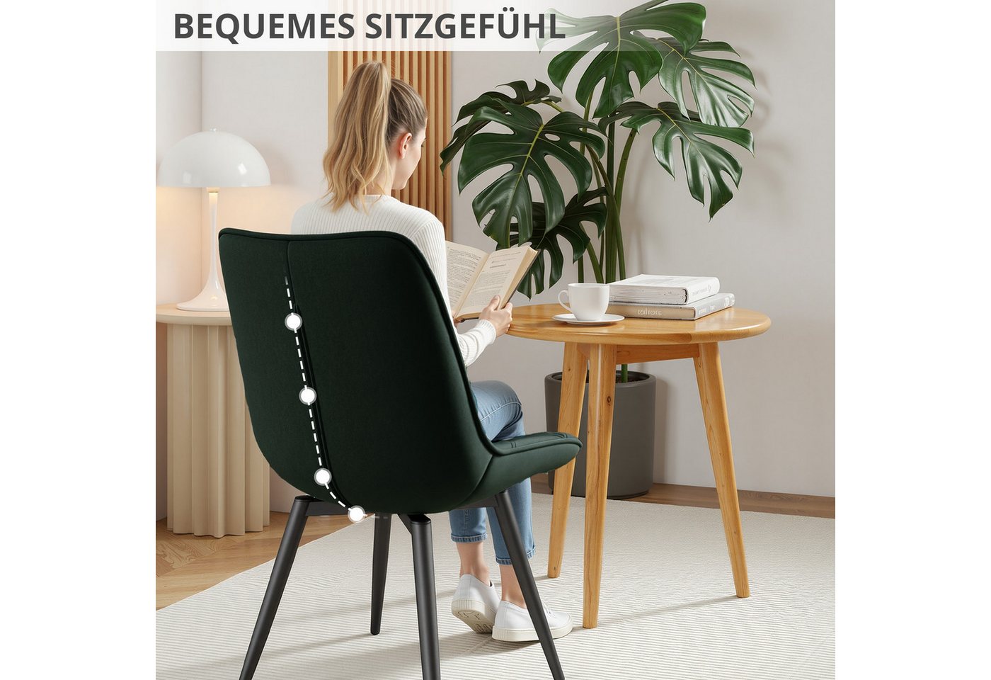 HawthyHome Esszimmerstuhl 2er-Set 360° Drehbar – Moderner Polsterstuhl für Wohnzimmer, Küche (2 St), 360° Drehbar – Bild 5 von 5