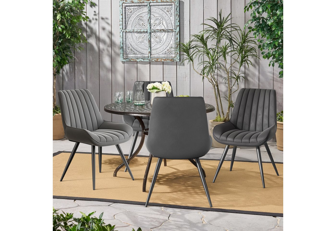 HawthyHome Esszimmerstuhl bequeme Polsterstühle Küchenstuhl (4 St), mit Rückenlehne Metallbeine, 4er Set – Bild 3 von 5