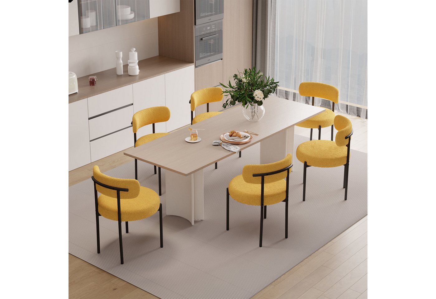 HawthyHome Esszimmerstuhl Runder Polsterstuhl mit Metallgestell, Wohnzimmerstuhl, Küchenstuhl (4 St), 4er Set – Bild 5 von 5