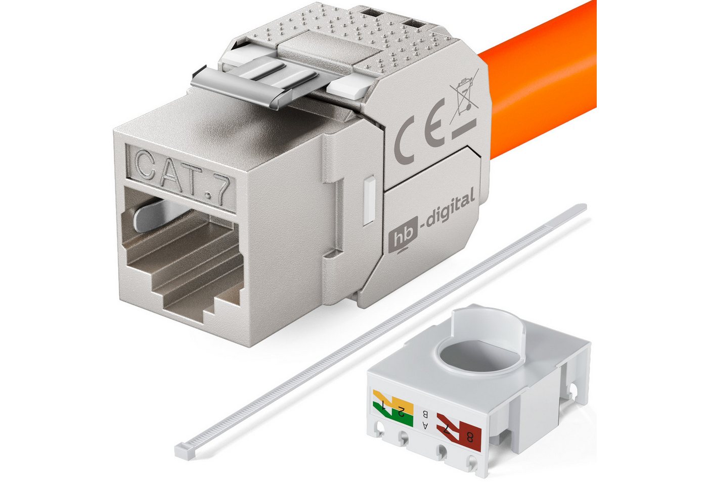 HB-DIGITAL Keystone Dose Netzwerkdose mit Keystone Modul CAT 7 RJ45 Unterputz Netzwerk-Adapter, Voll geschirmtes Zinkdruckgussgehäuse – Bild 3 von 5