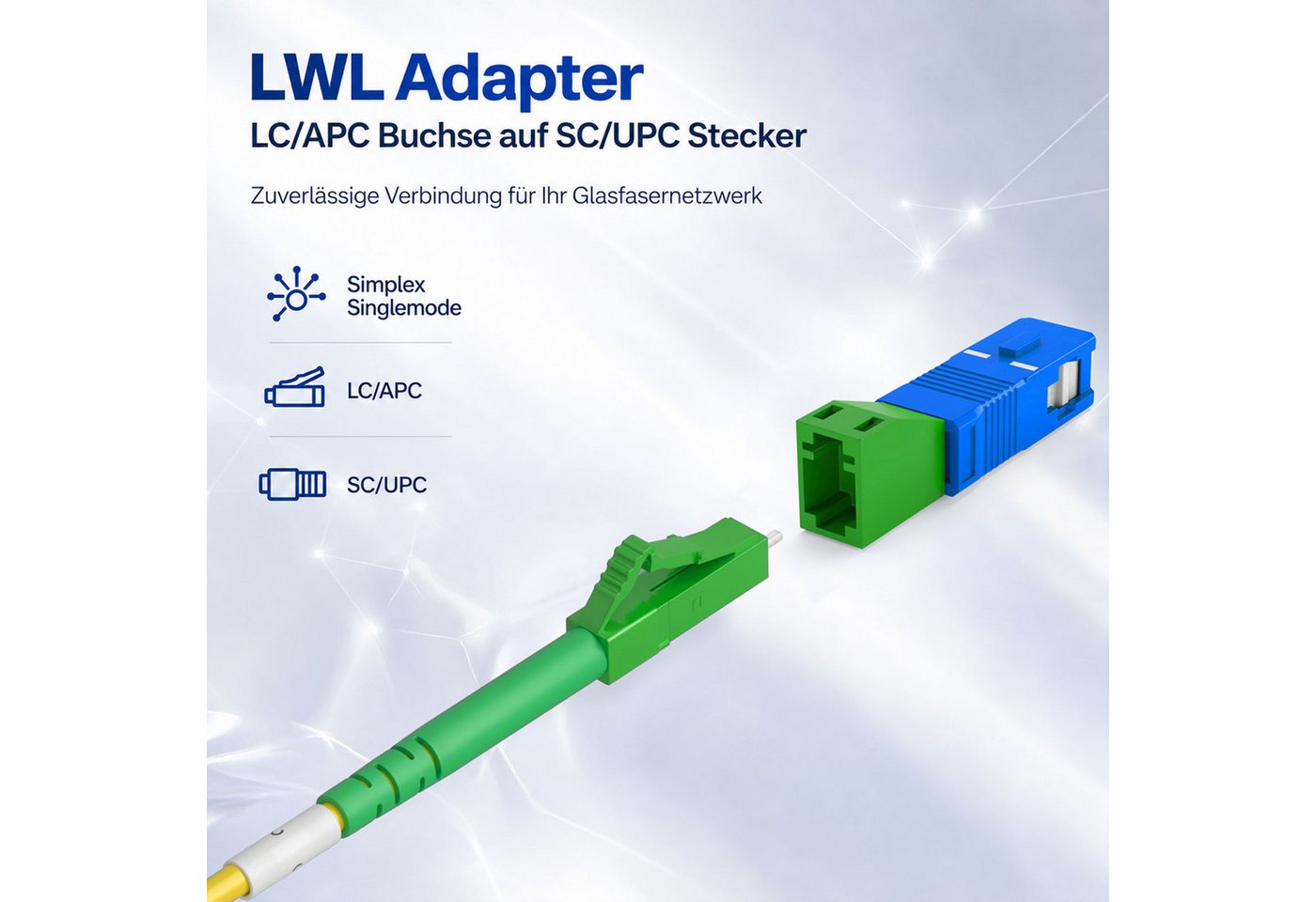 HB-DIGITAL LWL Adapter LC/APC auf SC/UPC Simplex Glasfaserkabel, Nur fuer passende LC/APC und SC/UPC Singlemode Anschluesse geeignet – Bild 3 von 5