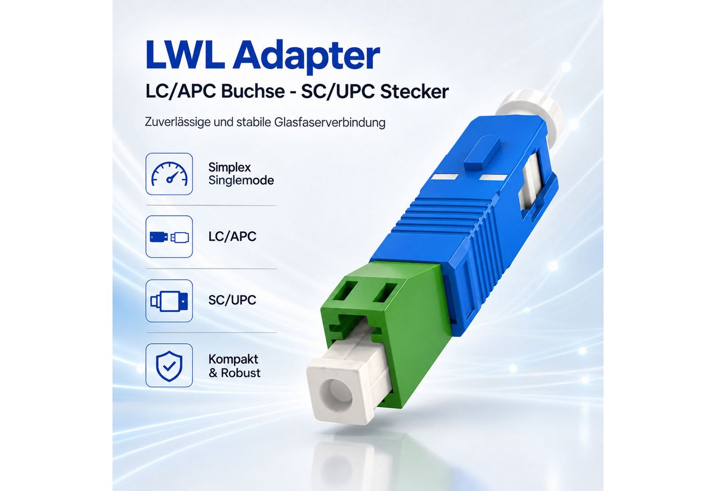 HB-DIGITAL LWL Adapter LC/APC auf SC/UPC Simplex Glasfaserkabel, Nur fuer passende LC/APC und SC/UPC Singlemode Anschluesse geeignet – Bild 5 von 5