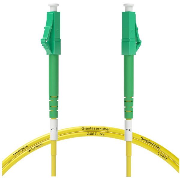 HB-DIGITAL LWL Patchkabel 7.5m Simplex LC/APC-LC/APC, G.657.A2 Glasfaserkabel, (750 cm), LSZH-Mantel - halogenfrei & flammwidrig