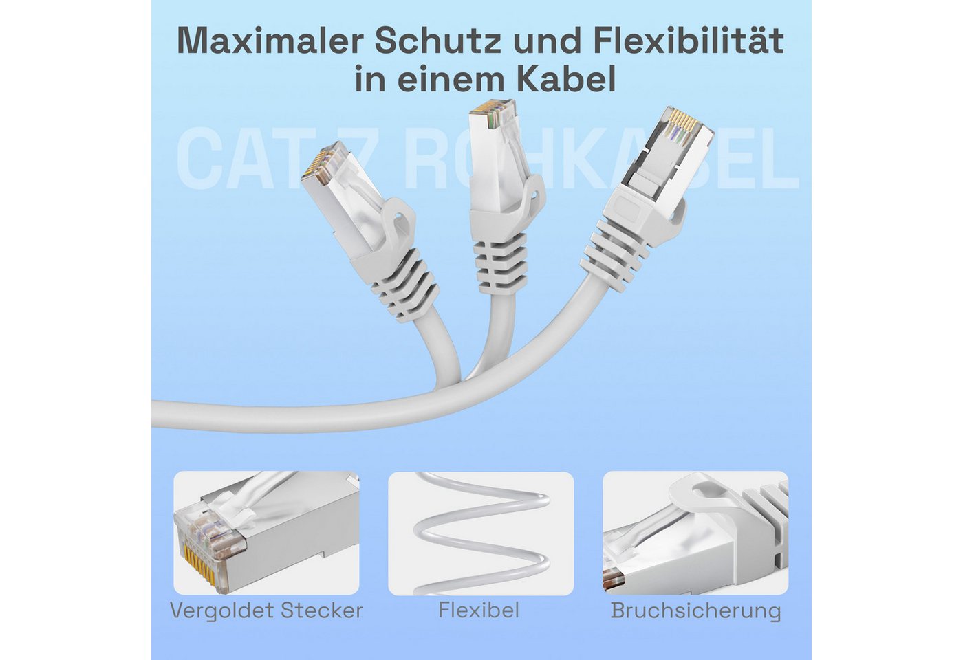HB-DIGITAL Patchkabel CAT.7 Rohkabel LAN Kabel Cat7 S/FTP PiMF LSZH Netzwerkkabel, Netzwerkstecker, RJ-45 (25 cm), Kontaktoberfläche: Pins Vergoldet 50µ – Bild 4 von 5
