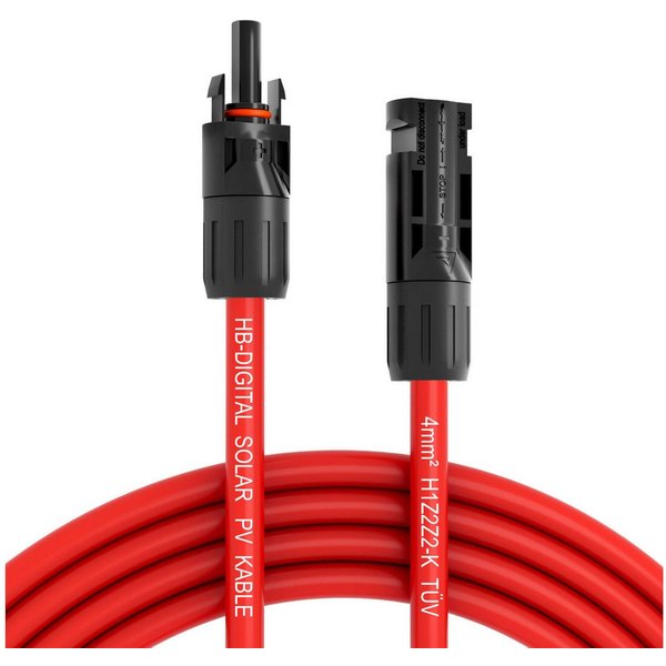 HB-DIGITAL Solar Verlängerungskabel 4mm2 mit Solarstecker PV Solarkabel, Solarstecker, (500 cm), Solarkabel 4mm2 und Solarstecker sind vom TÜV Rheinland zertifi