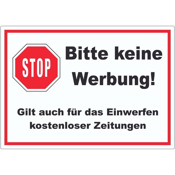 HB-Druck Aufkleber Stop Bitte keine Werbung Aufkleber, wetterfest, UV-beständig, kratzfest