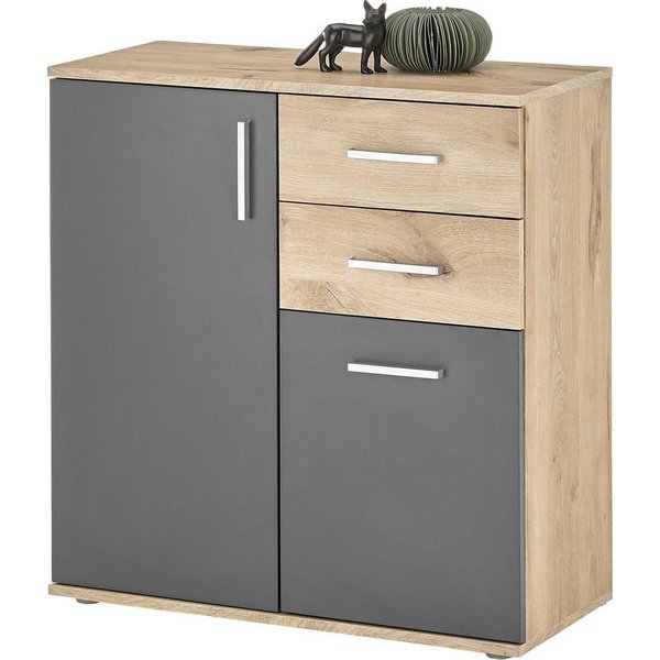 HBZ Kommode BC-Drift-2, Universalschrank Stellmaß BxHxT 80x84x35 cm (1 St), Kommode mit 2 Türen, 2 Schubkästen, 1 Einlegeboden