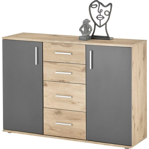 HBZ Kommode BC-Drift-2, Sideboard Stellmaß 120x84x35 cm (1 St), Sideboard mit 2 Türen, 4 Schubkästen, 2 Einlegeböden