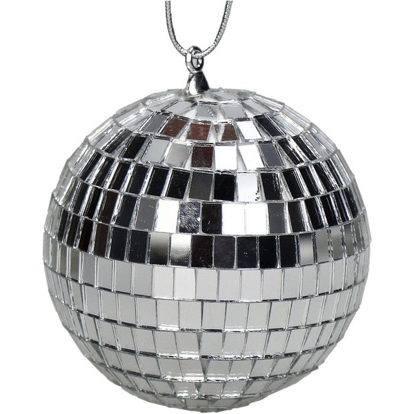 HD Collection Christbaumschmuck, Christbaumschmuck Glas 8cm Discokugel Figur Silber