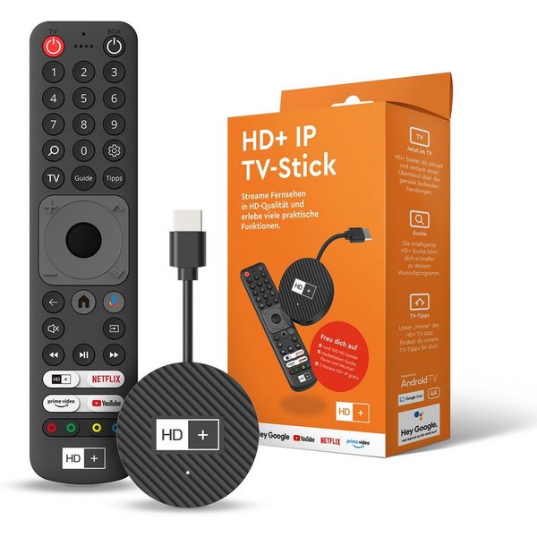 HD+ Streaming-Stick IP TV-Stick, Android TV, Inkl. 3 Monate HD+ IP, 4k UHD