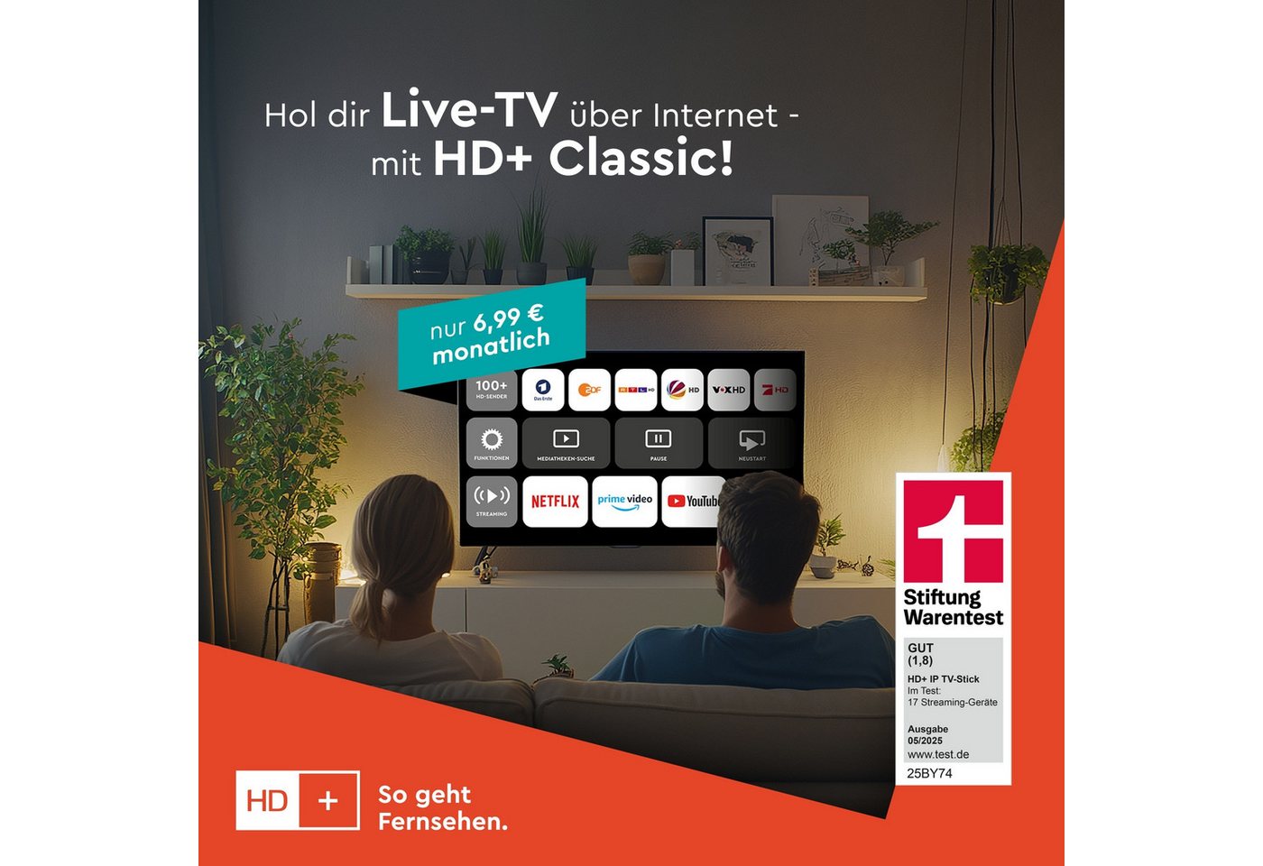 HD+ Streaming-Stick IP TV-Stick, Android TV, Inkl. 3 Monate HD+ IP, 4k UHD – Bild 2 von 5