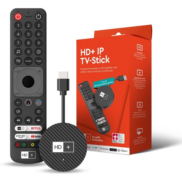 HD+ Streaming-Stick IP TV-Stick, Android TV, Inkl. 1 Monat HD+ IP, 4k UHD