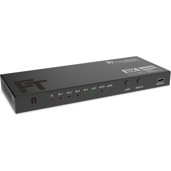 FeinTech HDMI-Splitter FeinTech AX340 HDMI 2.1 eARC Pass Switch 4 In 1 Out für eARC Soundbar, unterstützt 4K 120Hz & 8K