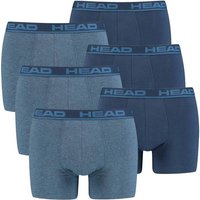 HEAD Herren Boxershort, 6er Pack - Basic, Baumwoll Stretch, einfarbig, Größe L in Blau