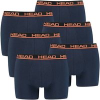 HEAD Herren Boxershort, 6er Pack - Basic, Baumwoll Stretch, einfarbig, Größe M in Blau