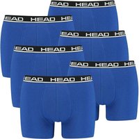 HEAD Herren Boxershort, 6er Pack - Basic, Baumwoll Stretch, einfarbig, Größe L in Blau