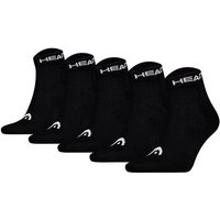 HEAD Unisex Quarter Socken, 5er Pack - ELEMENTS ALL SPORTS QUARTER ECOM, Kurzsocken, einfarbig, Größe 39-42 in Schwarz