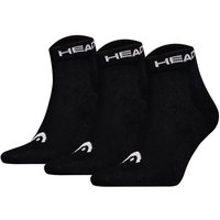 HEAD Unisex Quarter Socken, 3er Pack - Elements All Sport Quarter, Logo, einfarbig, Größe 39-42 in Schwarz