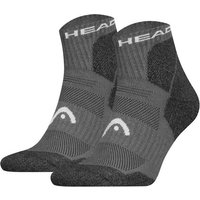 HEAD Unisex Quarter-Wandersocken, 2er Pack - Hiking All Climates Quarter 2P, Sportsocken, Logo, Größe 43-46 in Grau