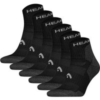 HEAD Unisex Quarter-Wandersocken, 6er Pack - Hiking All Climates Quarter 6P, Sportsocken, Logo, Größe 39-42 in Schwarz