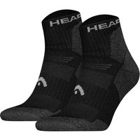 HEAD Unisex Quarter-Wandersocken, 2er Pack - Hiking All Climates Quarter 2P, Sportsocken, Logo, Größe 43-46 in Schwarz