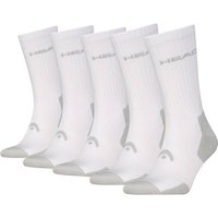 HEAD Unisex Tennissocken, 5er Pack - ELEMENTS TENNIS CREW ECOM, Sportsocken, Größe 35-38 in Weiß