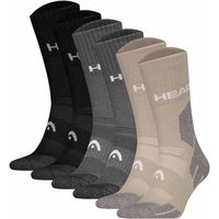 HEAD Unisex Wandersocken, 6er Pack - Hiking All Climates Crew, Sportsocken, Logo, Größe 35-38 in Bunt