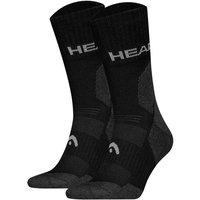 HEAD Unisex Wandersocken, 2er Pack - Hiking All Climates Crew, Sportsocken, Logo, Größe 39-42 in Schwarz
