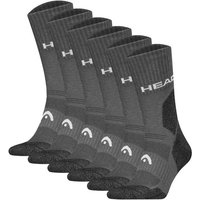 HEAD Unisex Wandersocken, 6er Pack - Hiking All Climates Crew, Sportsocken, Logo, Größe 43-46 in Grau