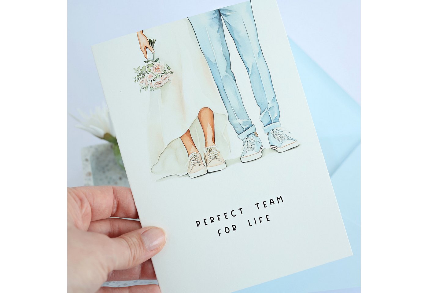 heaven+paper Hochzeitskarte Hochzeitskarte Perfect Team mit DIN B6 mit Umschlag, Hergestellt in Deutschland – Bild 4 von 5