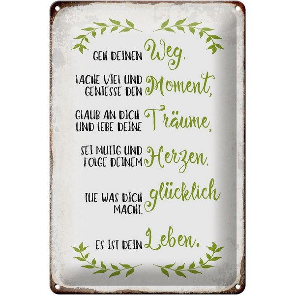 Hebold Metallschild Schild Blech 20x30cm - Made in Germany - Spruch geh deinen Weg lache v