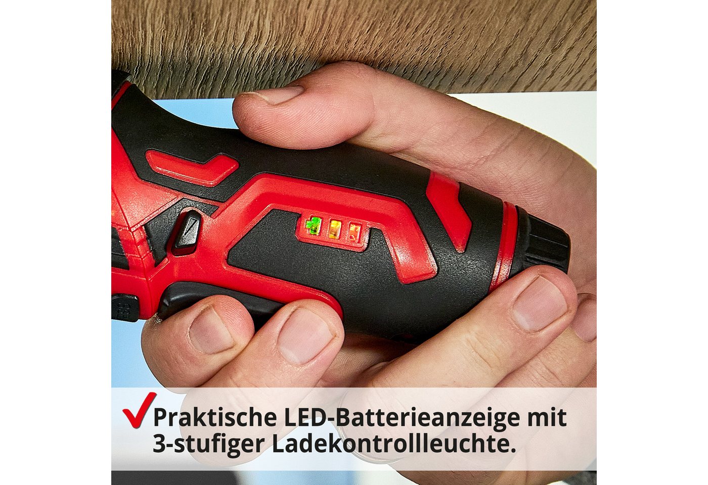 Hecht Akku-Schrauber mit 3,4V/2Ah Akku und 52-teiliger Bitsatz, 230 U/min, 4 Nm, Mangetisch, 4 Nm – Bild 2 von 5