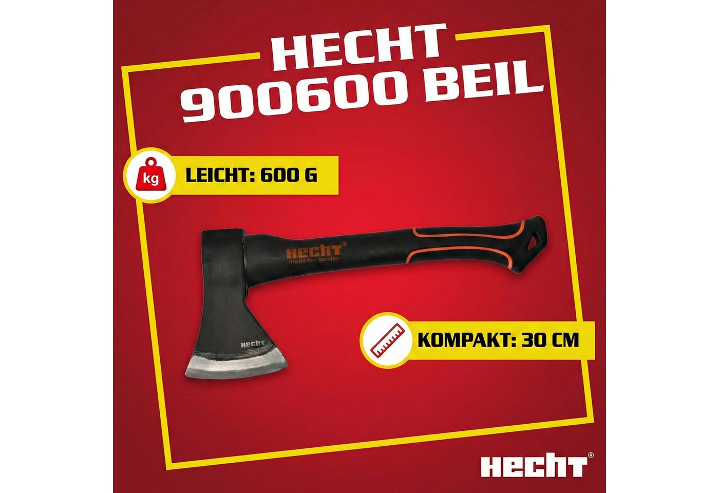 Hecht Axt 40cm Spaltbeil 55cm Spaltaxt 63cm Spaltaxt Set, (3-St), Gummierter Handgriff – Bild 4 von 5