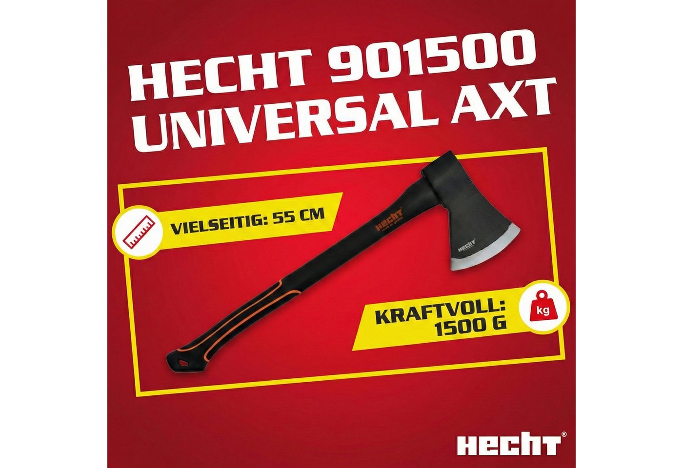 Hecht Axt 55cm Axt 63cm & 85cm Spaltaxt Set, (3-St), Fiberglaskern, mit Gummischutzlippe – Bild 4 von 5