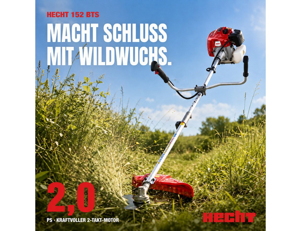 Hecht Benzin-Freischneider Motorsense 152 BTS mit Tragegurt, 25,5 cm Arbeitsbreite Messer, 43 cm Arbeitsbreite Faden, 2 PS, 9200 U/min – Bild 2 von 5