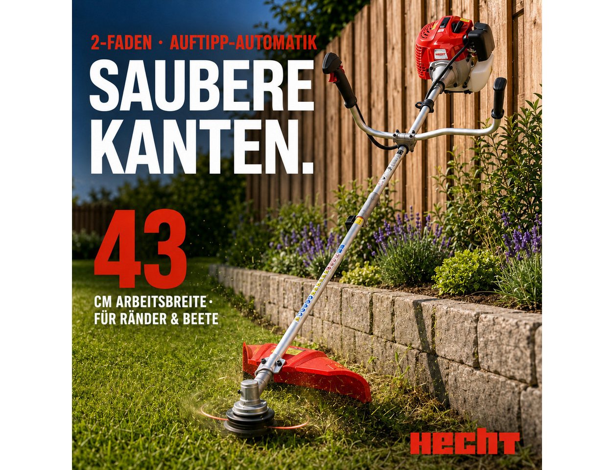 Hecht Benzin-Freischneider Motorsense 152 BTS mit Tragegurt, 25,5 cm Arbeitsbreite Messer, 43 cm Arbeitsbreite Faden, 2 PS, 9200 U/min – Bild 4 von 5
