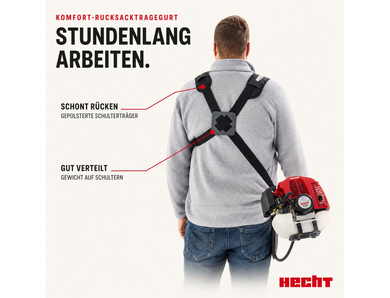 Hecht Benzin-Freischneider Motorsense 152 BTS mit Tragegurt, 25,5 cm Arbeitsbreite Messer, 43 cm Arbeitsbreite Faden, 2 PS, 9200 U/min – Bild 5 von 5
