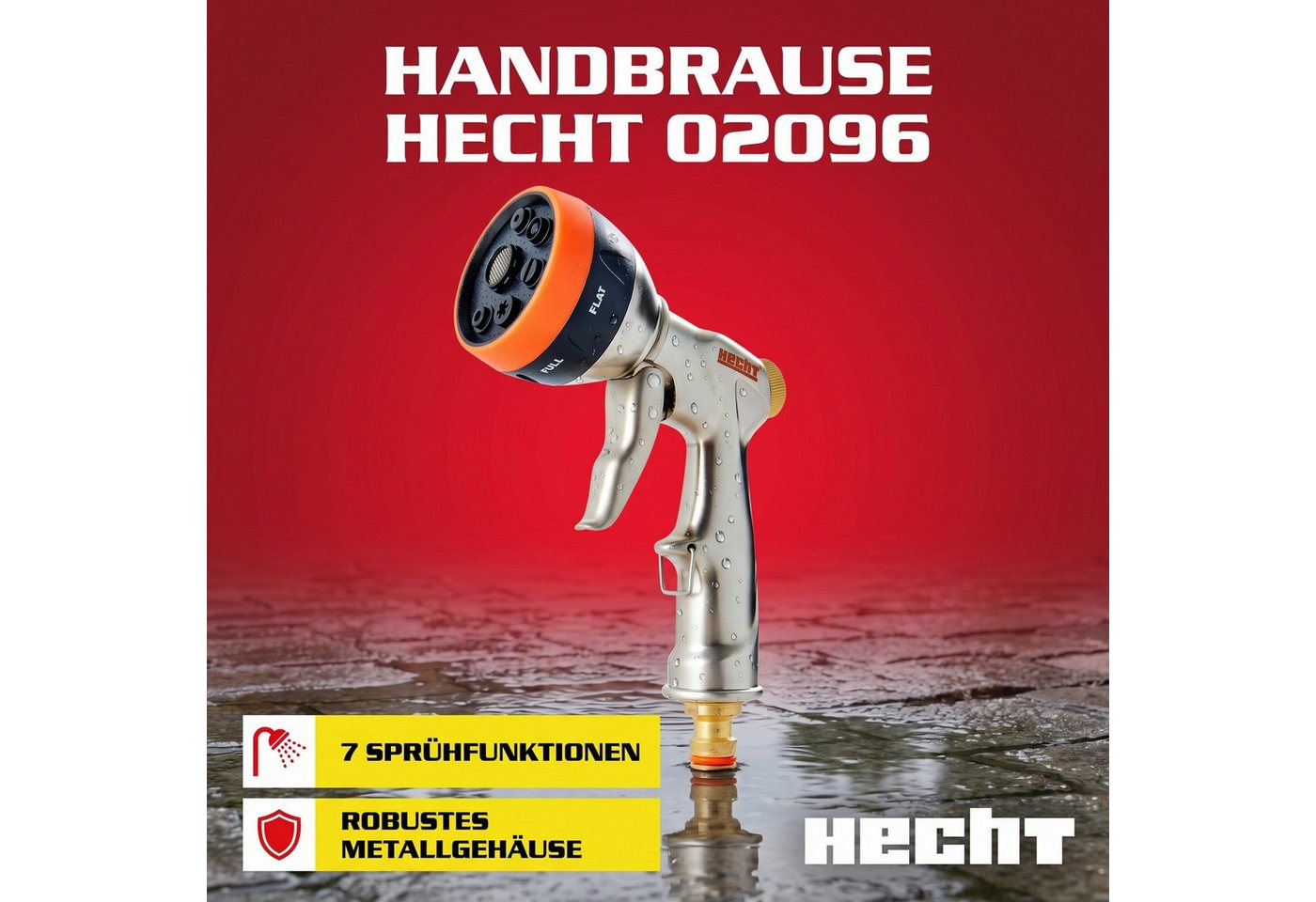 Hecht Bewässerungsbrause Gartenbrause Handbrause mit 6 Sprühmuster Rostfrei, Metallöse, 60 mm Sprühkopf – Bild 2 von 5