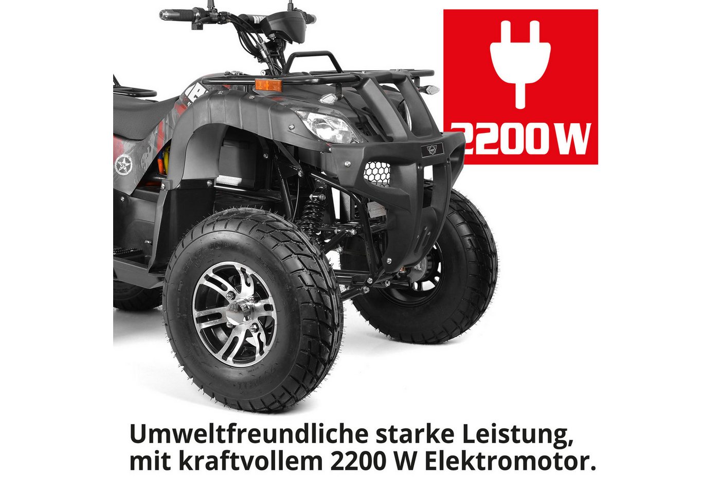 Hecht E-Quad Elektroquad für Erwachsene mit Straßenzulassung 59399, 2200 W, 45 km/h, 72V/52Ah Akku, Anhängerkupplung, 74kg Anhängelast – Bild 3 von 5