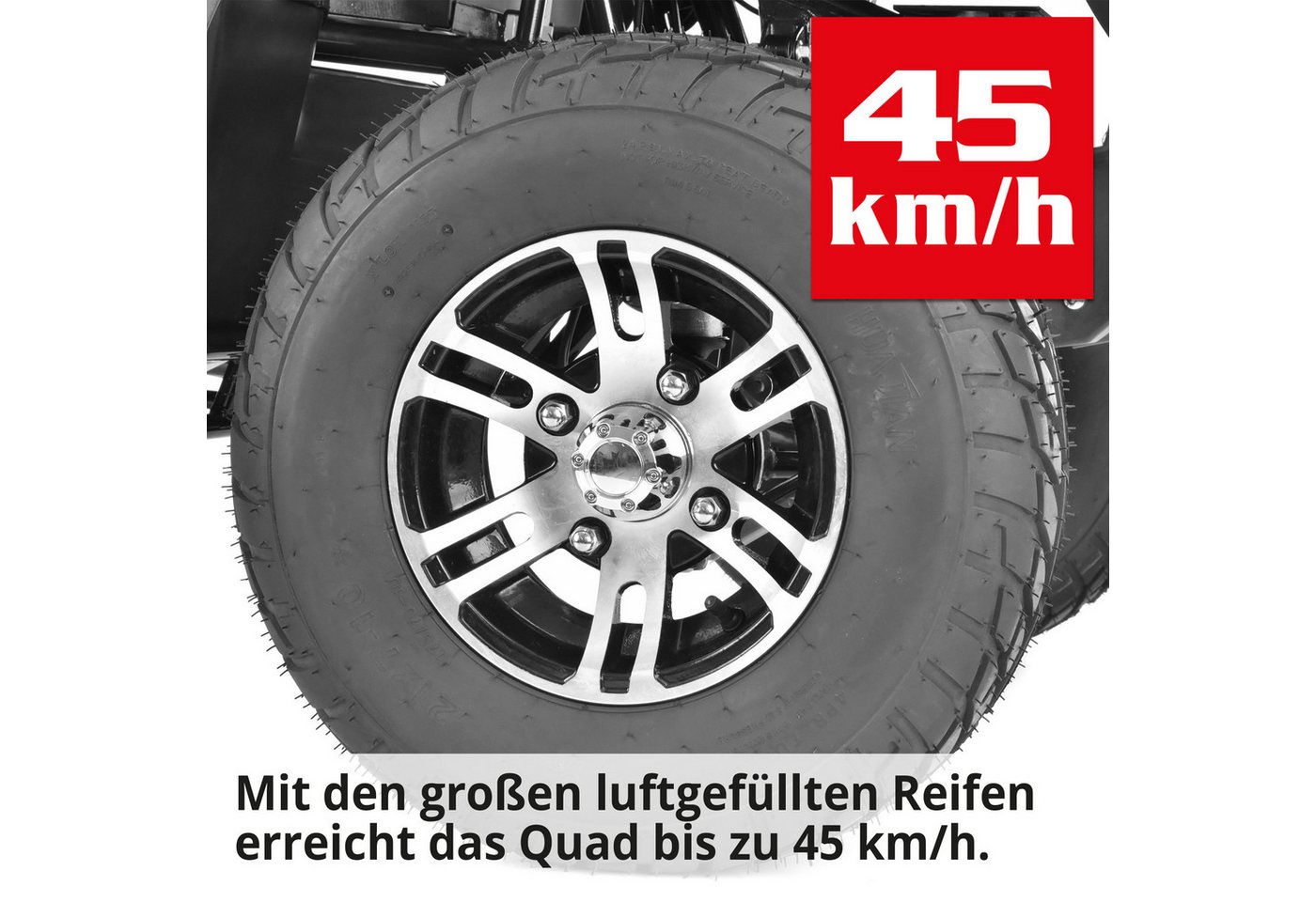 Hecht E-Quad Elektroquad für Erwachsene mit Straßenzulassung 59399, 2200 W, 45 km/h, 72V/52Ah Akku, Anhängerkupplung, 74kg Anhängelast – Bild 4 von 5