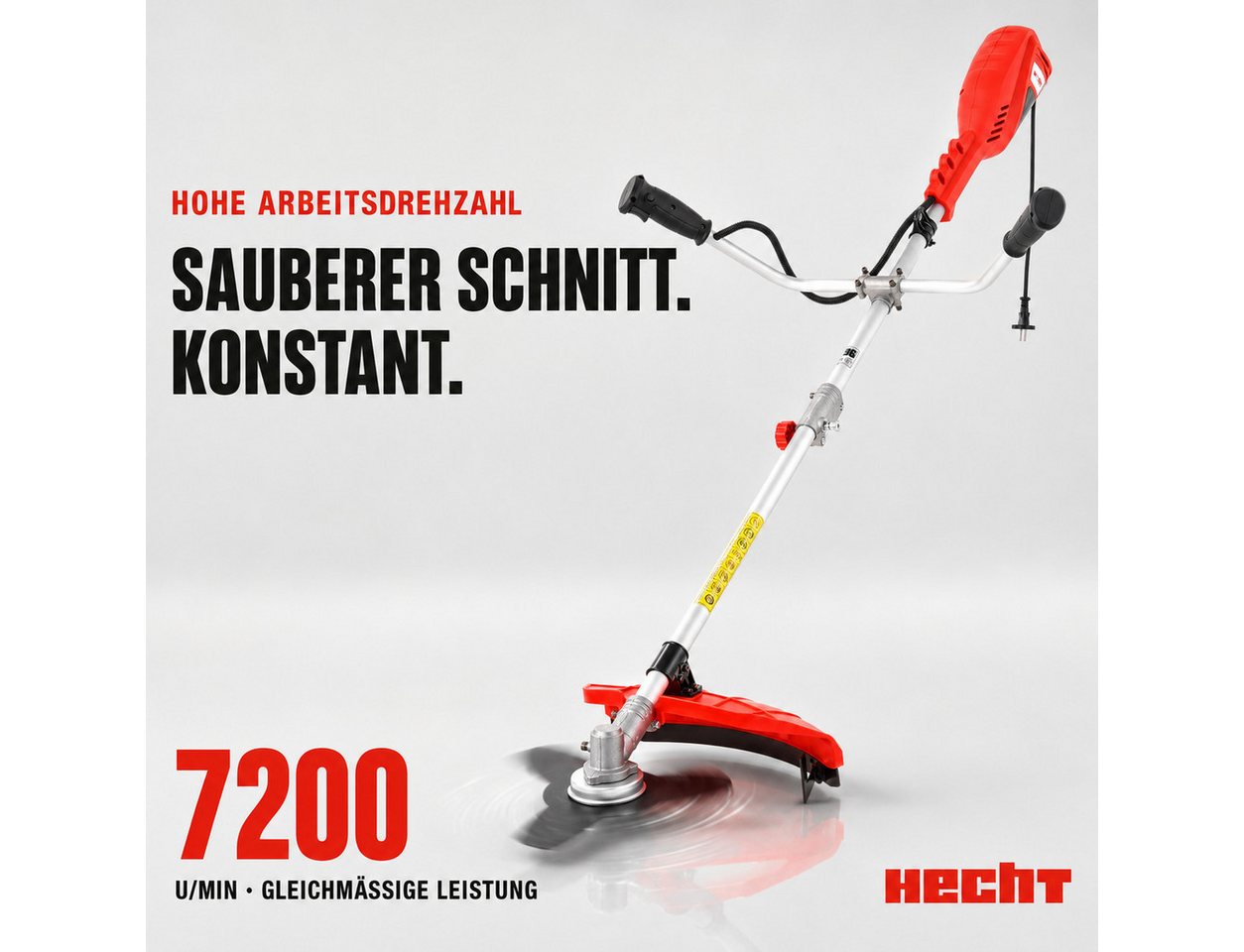 Hecht Elektro-Freischneider Motorsense 1445, 25,4 cm Arbeitsbreite Messer, 42 cm Arbeitsbreite Faden, 1400W, inklusive Tragegurt – Bild 3 von 5