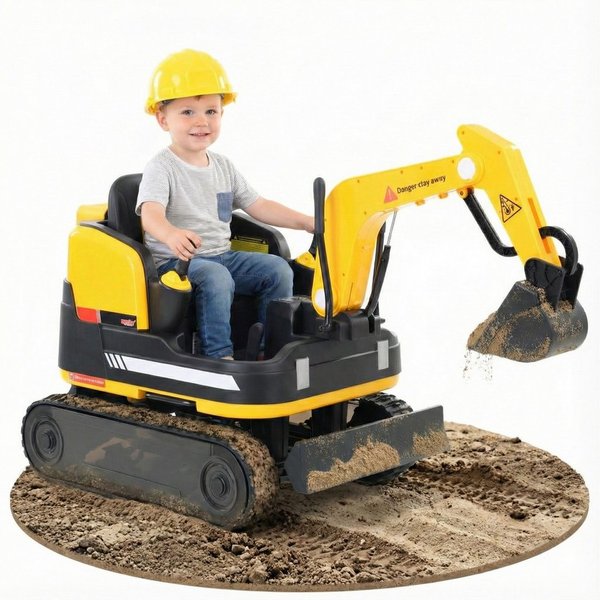 Hecht Elektro-Kinderbagger Traktor 52107 mit Fernbedienung beweglicher Baggerarm bis 30 kg, Belastbarkeit 30 kg, 2x50W, 2 - 5 kmh, 12V, 12Ah Akku Kinder Fahrzeu