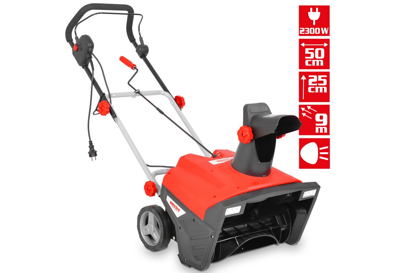 Hecht Elektro-Schneefräse 9235 2300 W einstufig, LED-Beleuchtung, 9 m Wurfweite, 50 cm Arbeitsbreite, Schneeschleuder für Einfahrt, Gehweg & Hof, IP X4 – Bild 2 von 5